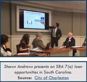 shawn andrews presents on sba 7(a) loan opportunities in south carolina