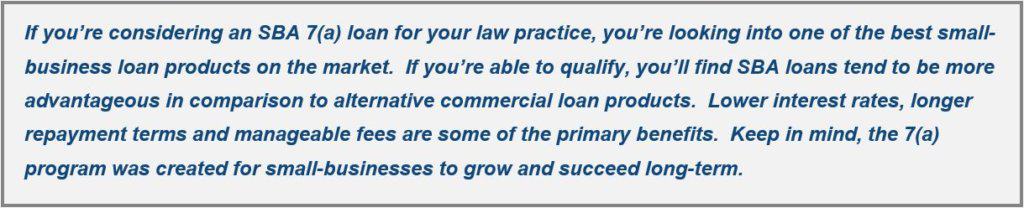 sba loan benefits for law firms