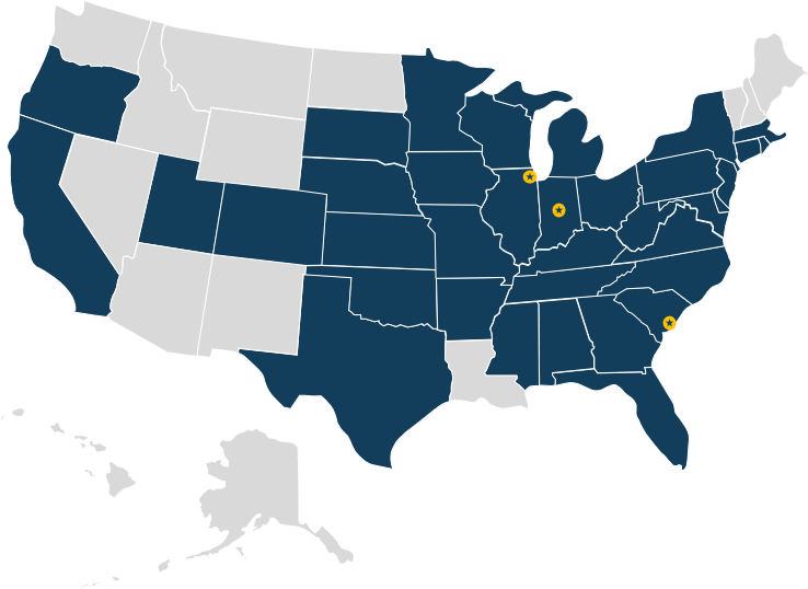 map of lender service customers